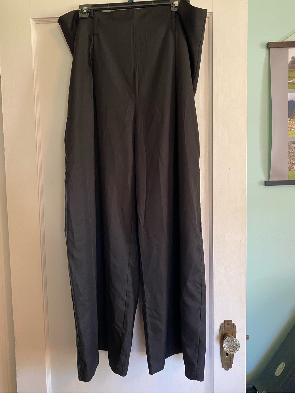 Cider Black Wide-Leg Silky Trousers